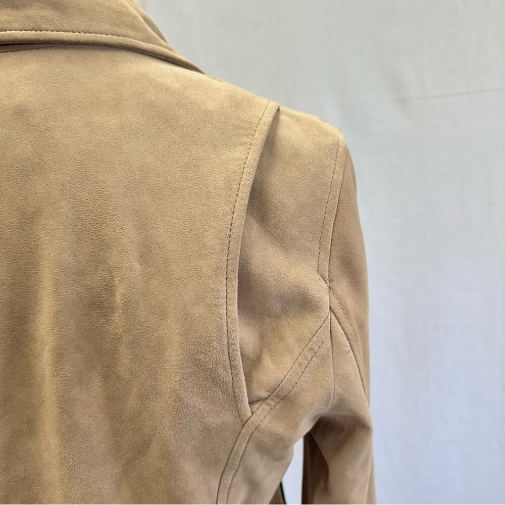 Ugg Stacey suede leather moto biker jacket belted size medium sand color - Picture 12 of 16